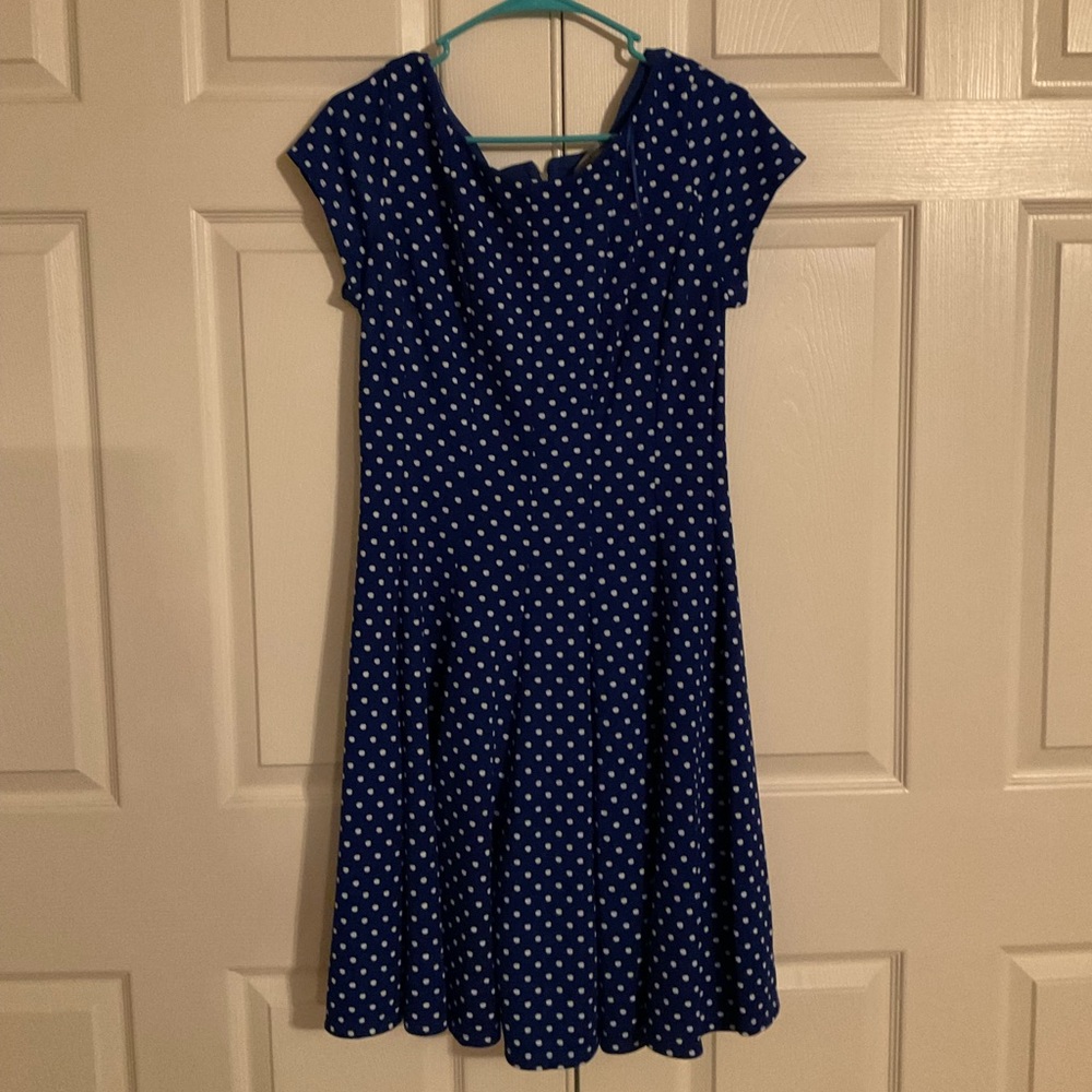 Blue white polka dot dress